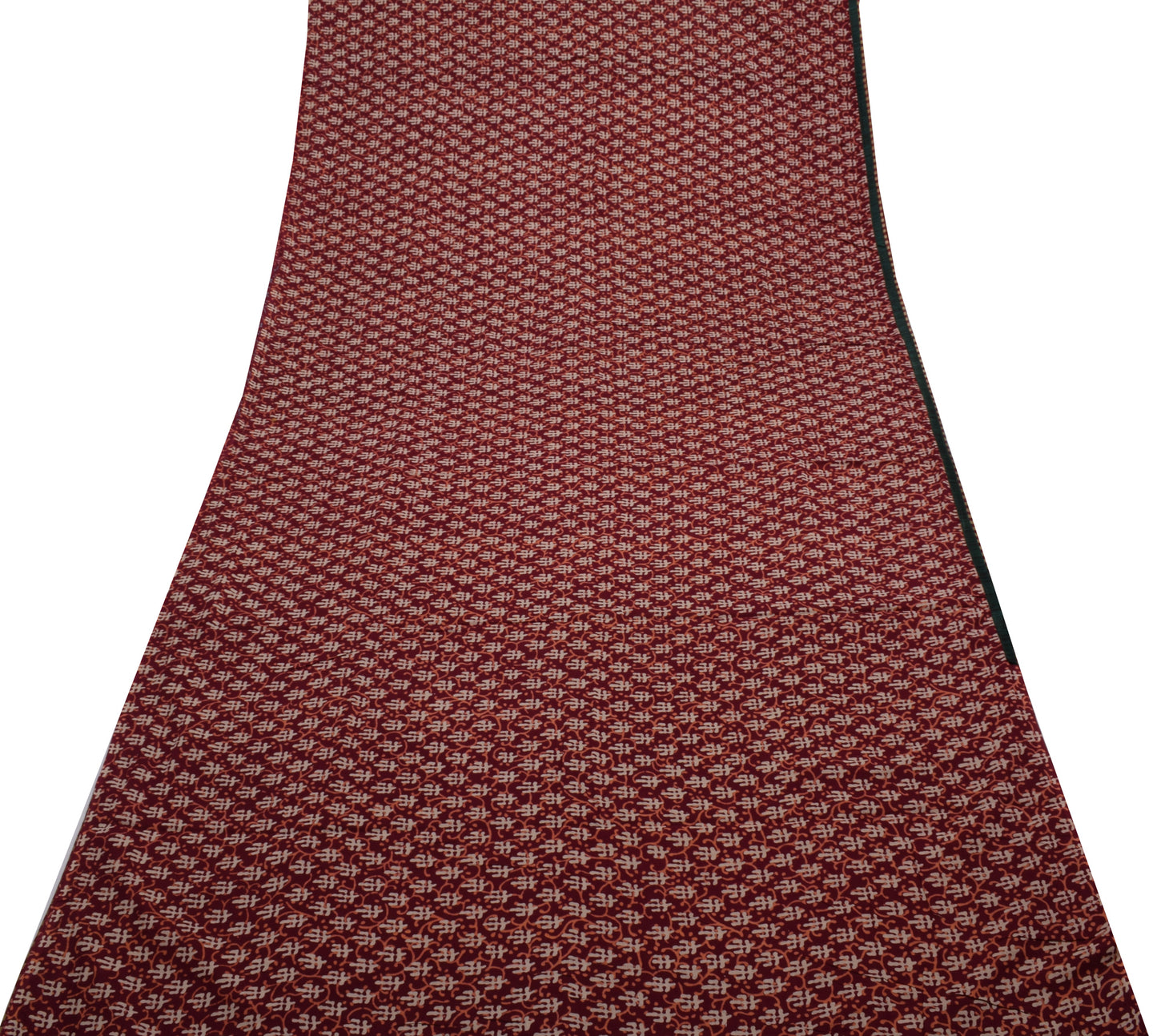 Sushila Vintage Garnet Indian Saree 100% Pure Cotton Printed Soft Craft Fabric
