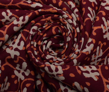 Sushila Vintage Garnet Indian Saree 100% Pure Cotton Printed Soft Craft Fabric