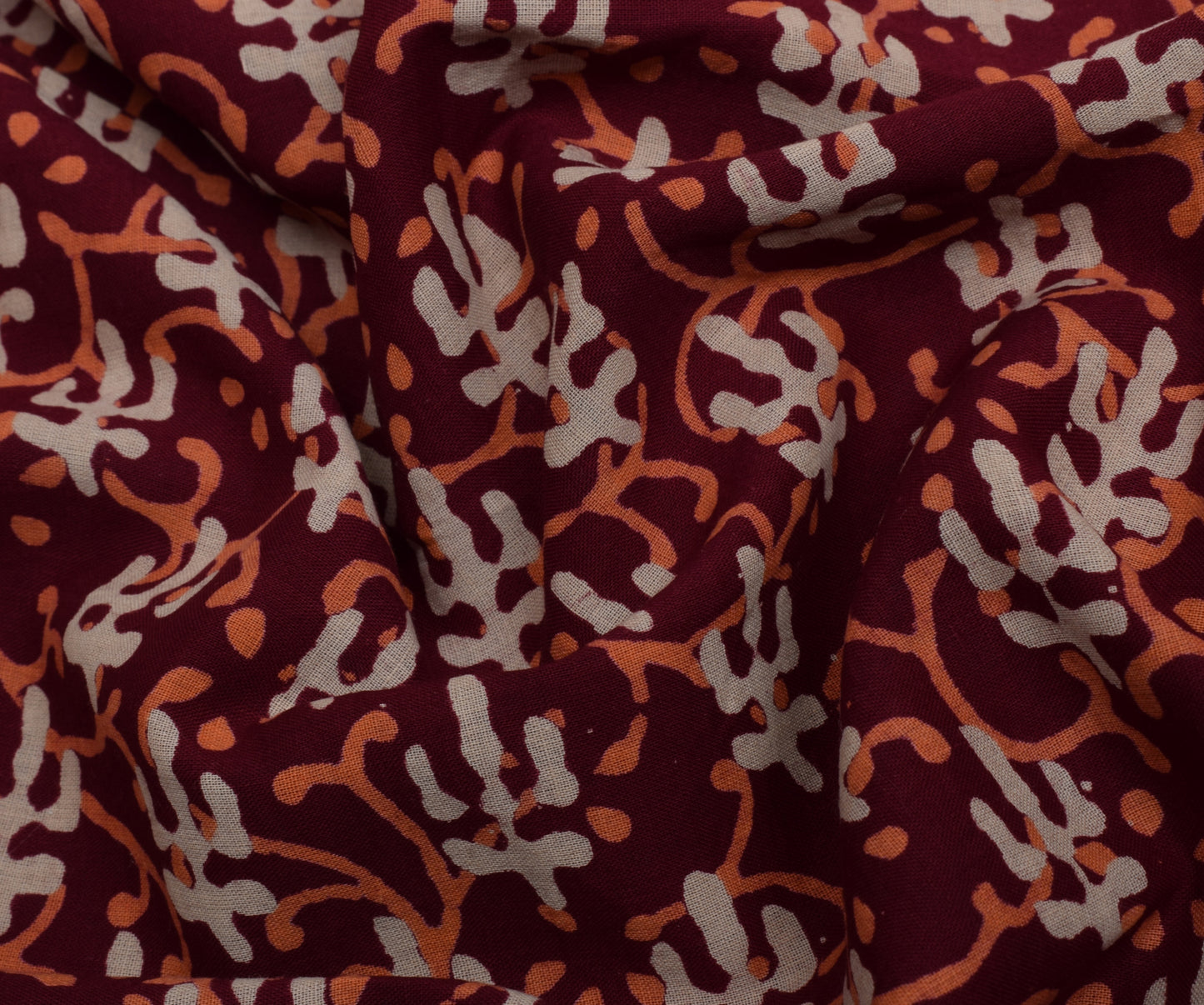 Sushila Vintage Garnet Indian Saree 100% Pure Cotton Printed Soft Craft Fabric