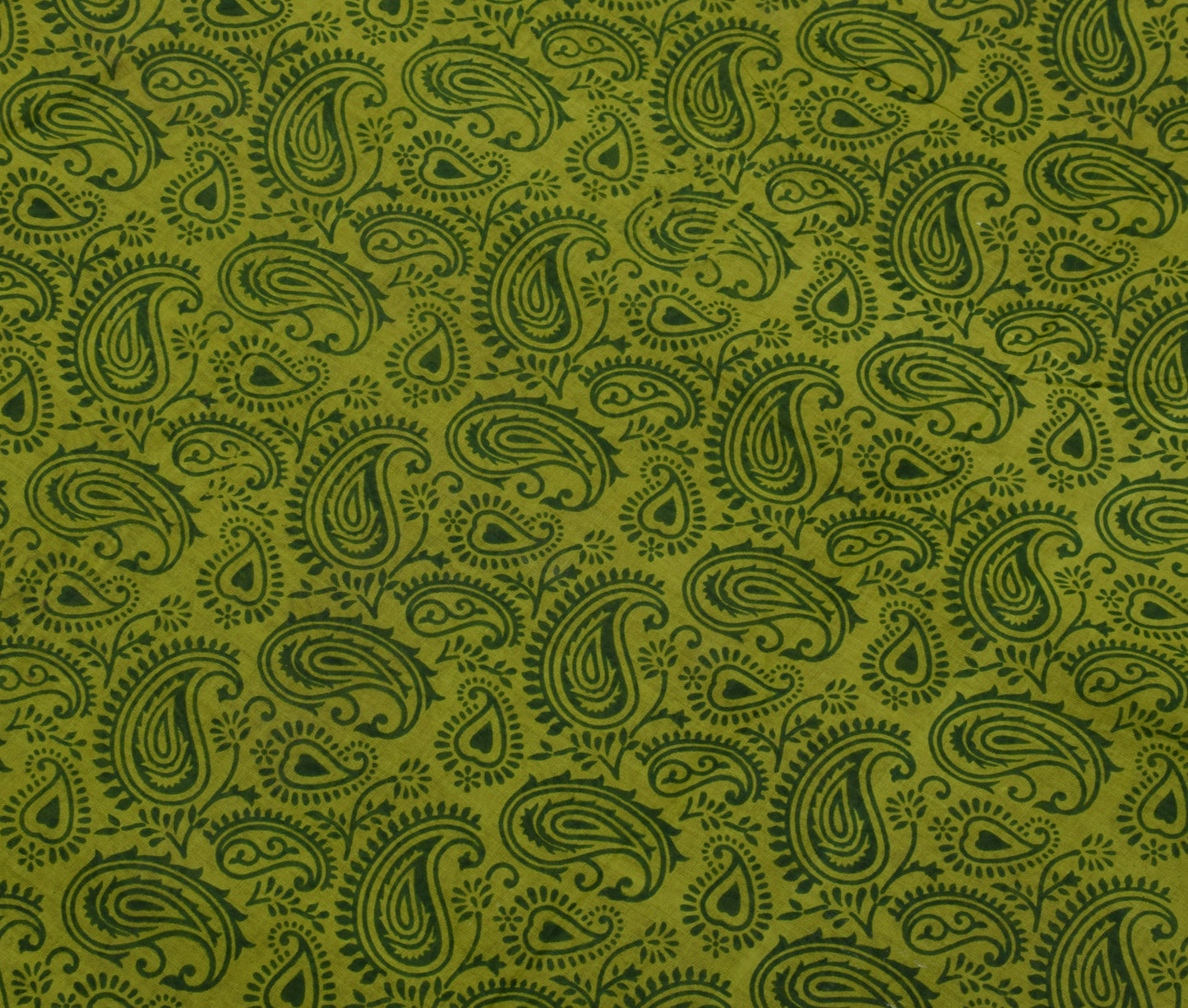 Sushila Vintage Green Saree 100% Pure Cotton Printed Paisley 5 YD Craft Fabric