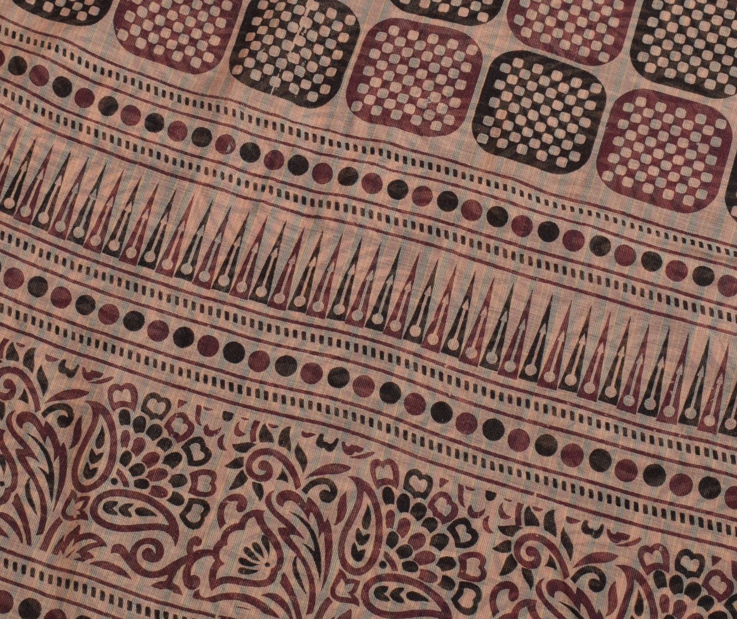 Sushila Vintage Maroon Saree 100% Pure Cotton Printed Floral Craft Fabric