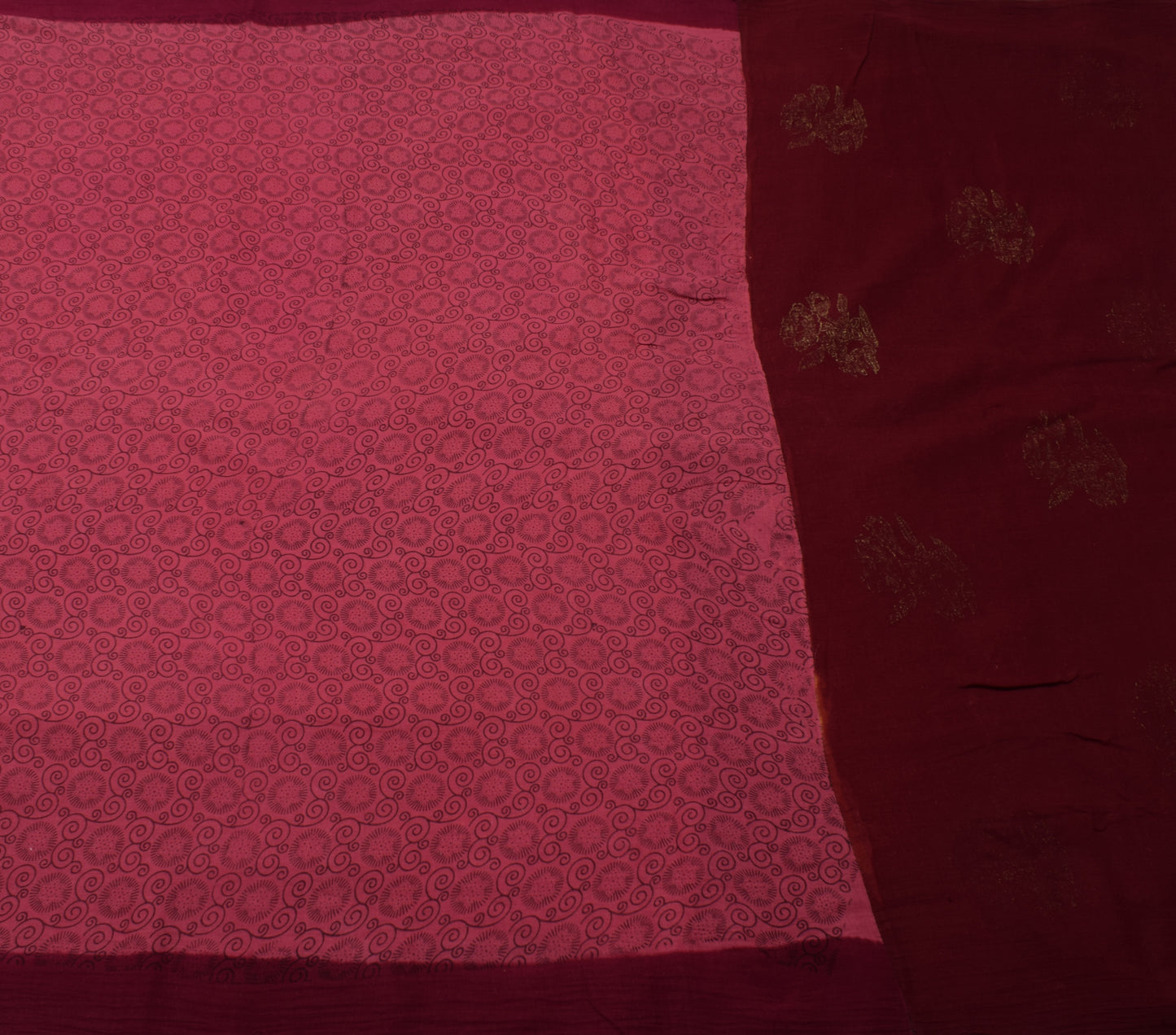Sushila Vintage Pink Saree 100% Pure Cotton Printed Floral Soft Craft Fabric