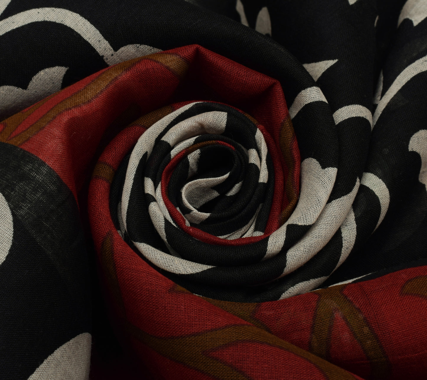 Sushila Vintage Black Saree 100% Pure Cotton Printed Paisley Craft Sari Fabric