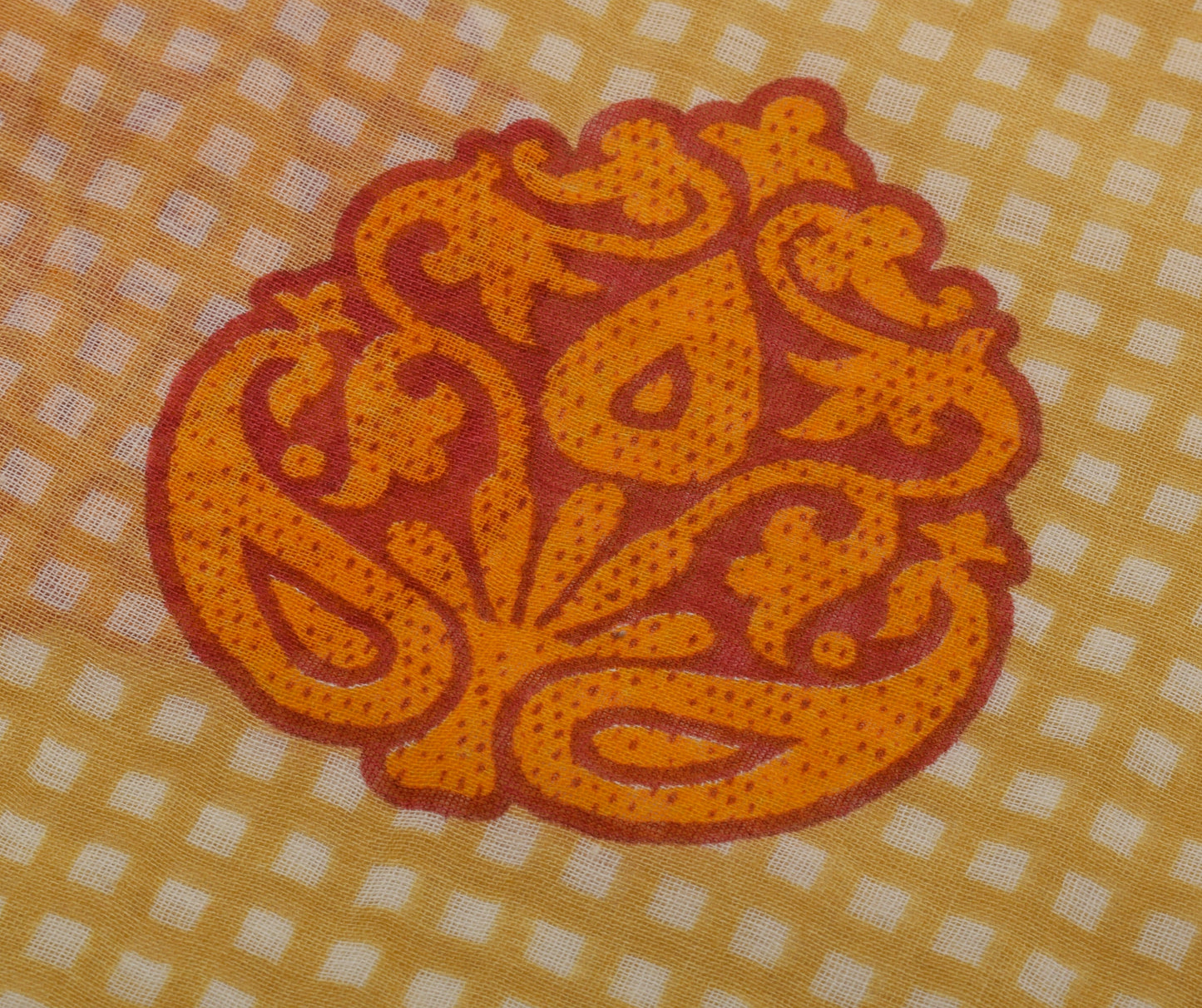 Sushila Vintage Light Brown Saree 100% Pure Cotton Printed Paisley Soft Fabric