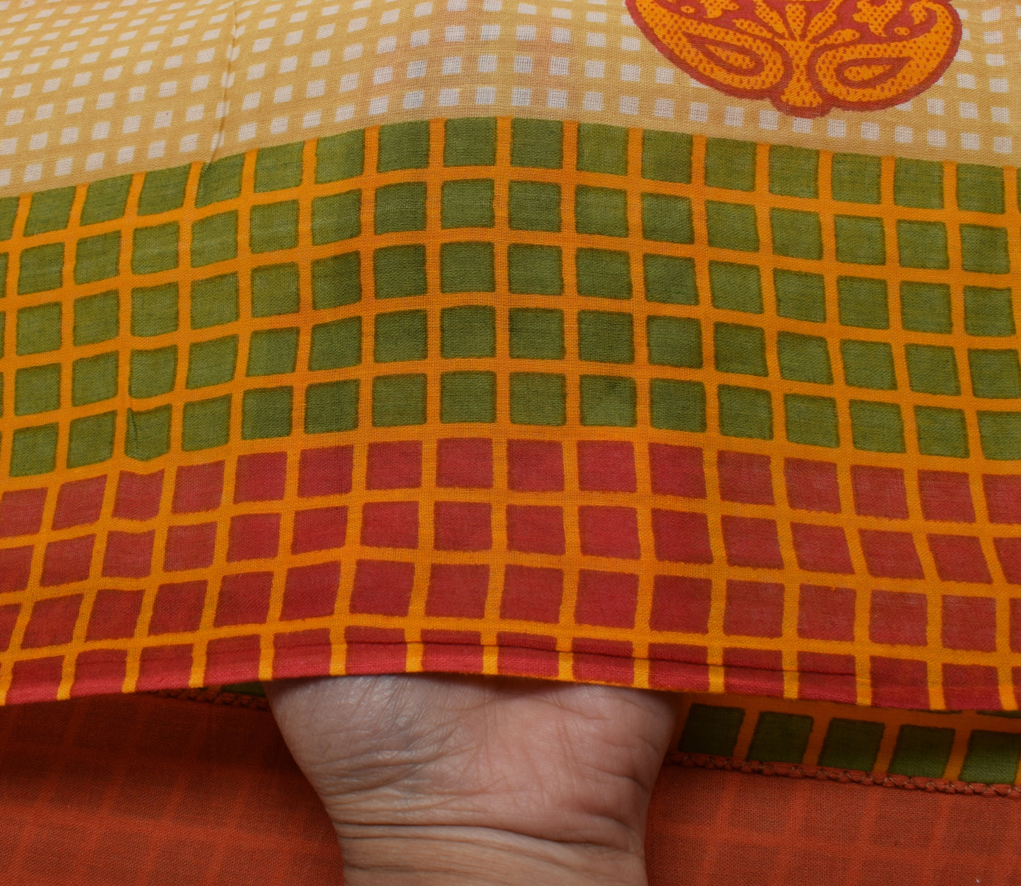 Sushila Vintage Light Brown Saree 100% Pure Cotton Printed Paisley Soft Fabric