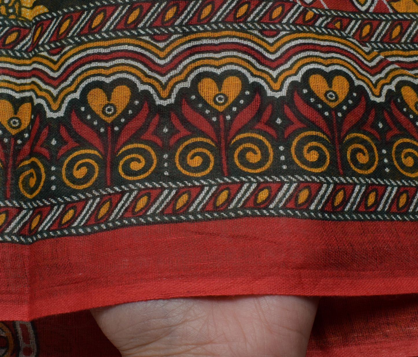 Sushila Vintage Red Indian Saree 100% Pure Cotton Printed Floral Craft Fabric