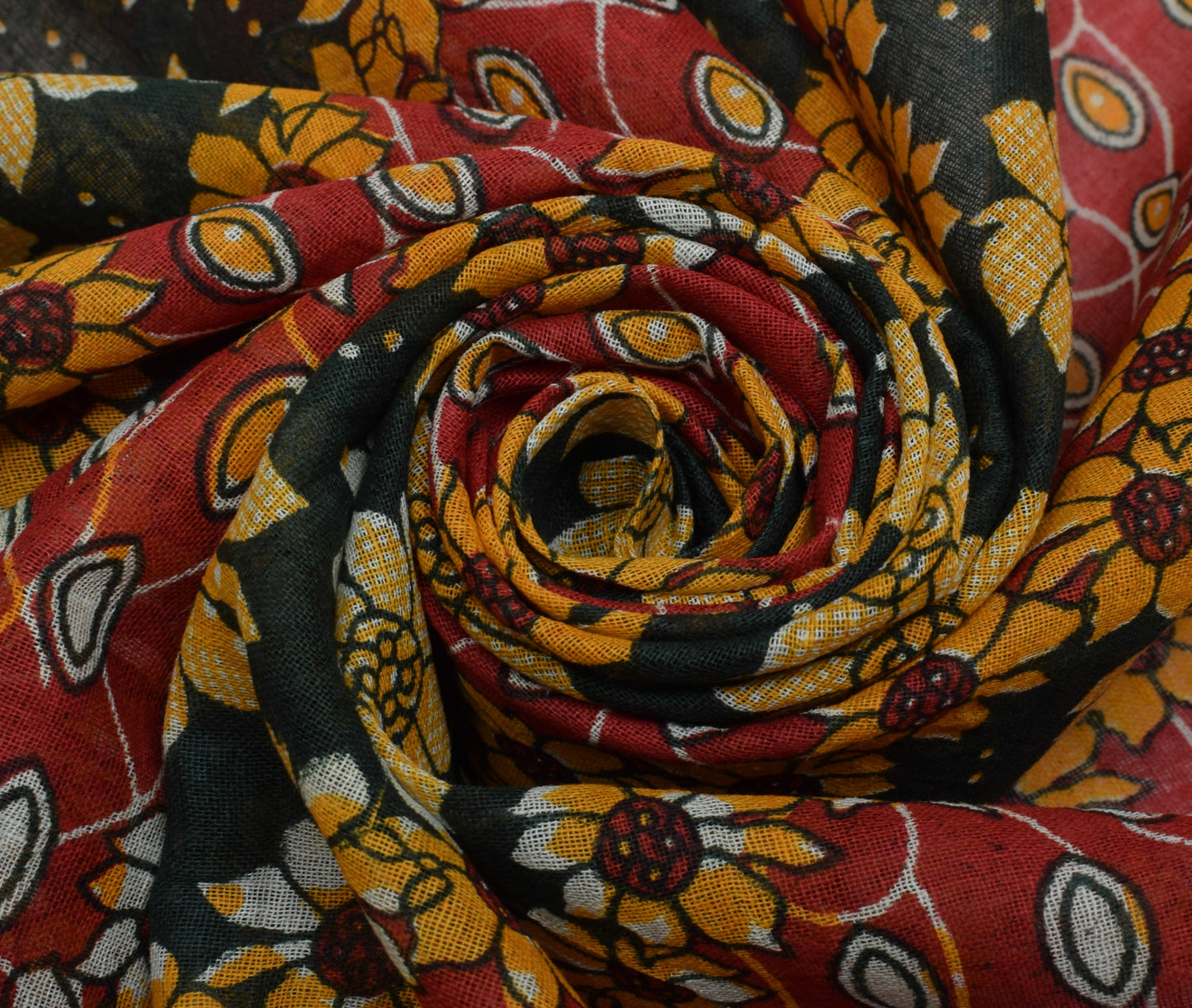 Sushila Vintage Red Indian Saree 100% Pure Cotton Printed Floral Craft Fabric