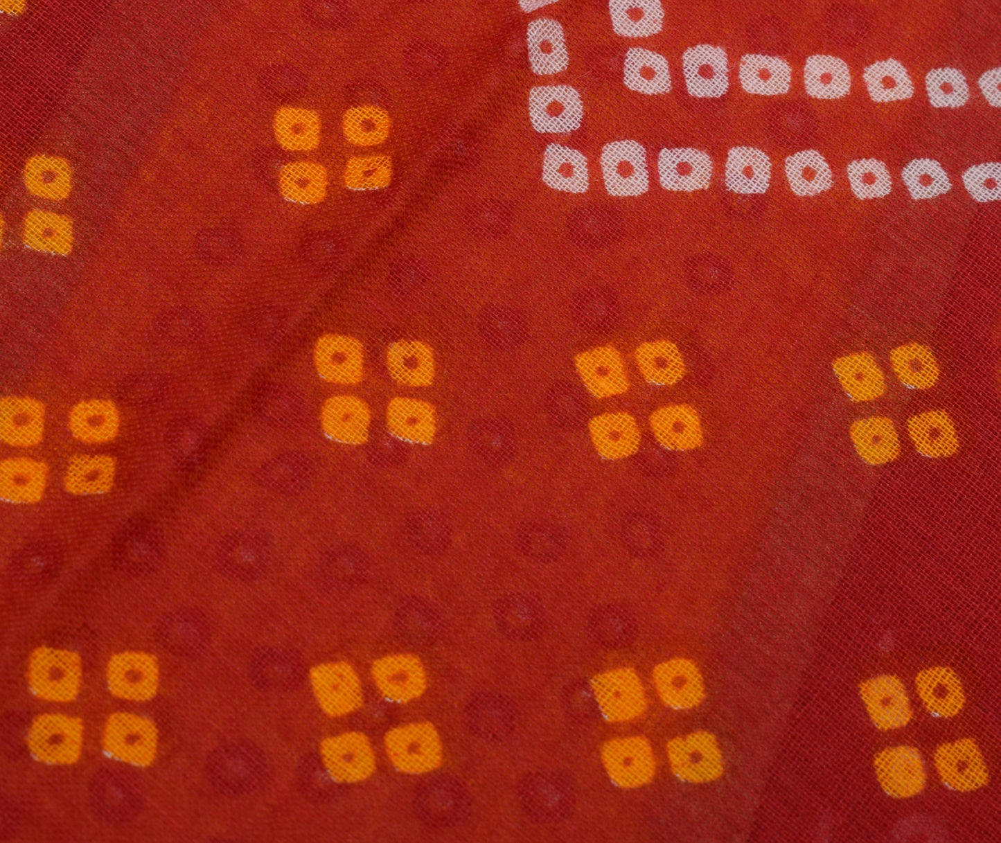 Sushila Vintage Red Saree 100% Pure Cotton Bandhani Printed Floral Soft Fabric