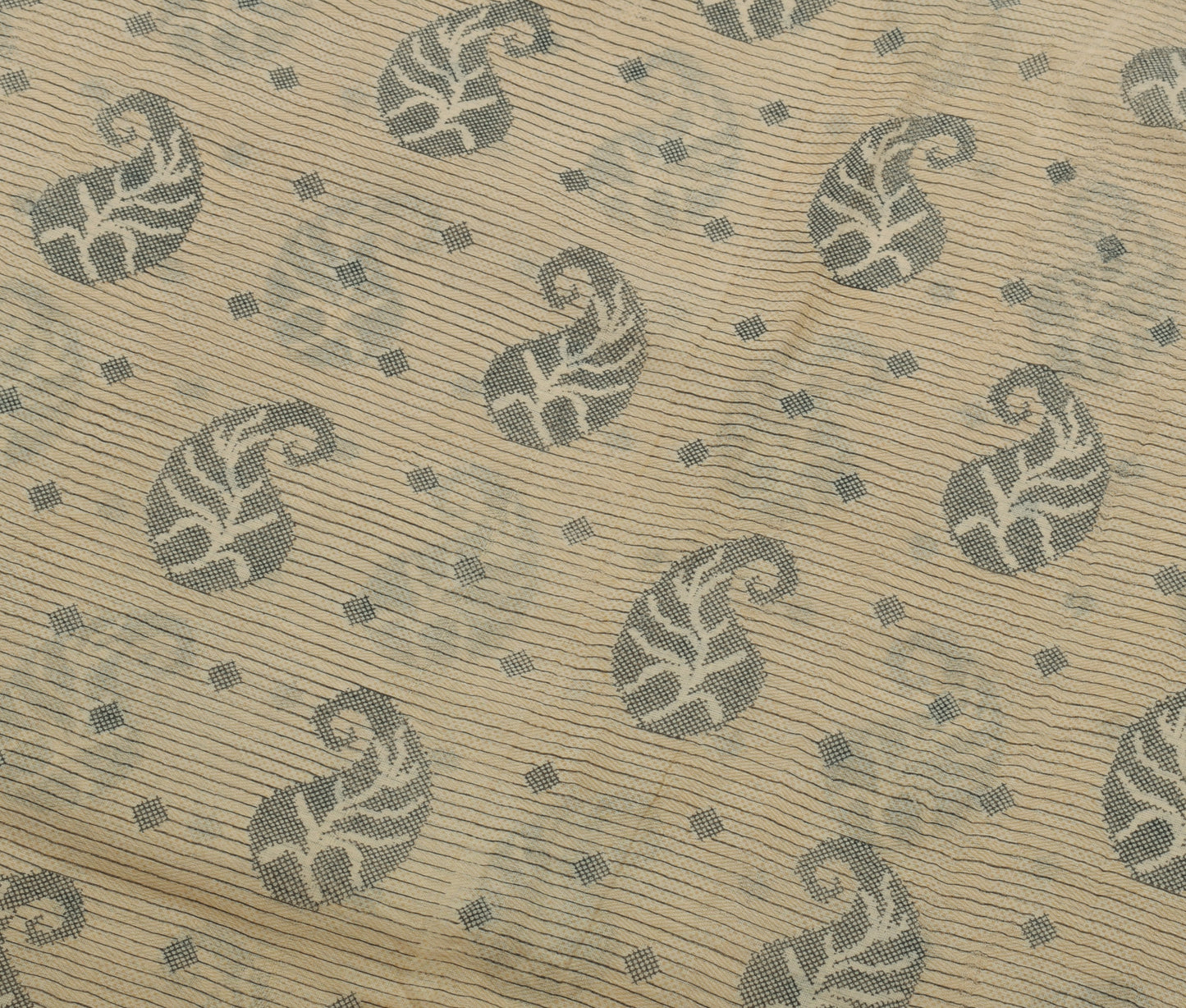 Sushila Vintage Brown Saree 100% Pure Cotton Printed Paisley 5 Yard Craft Fabric