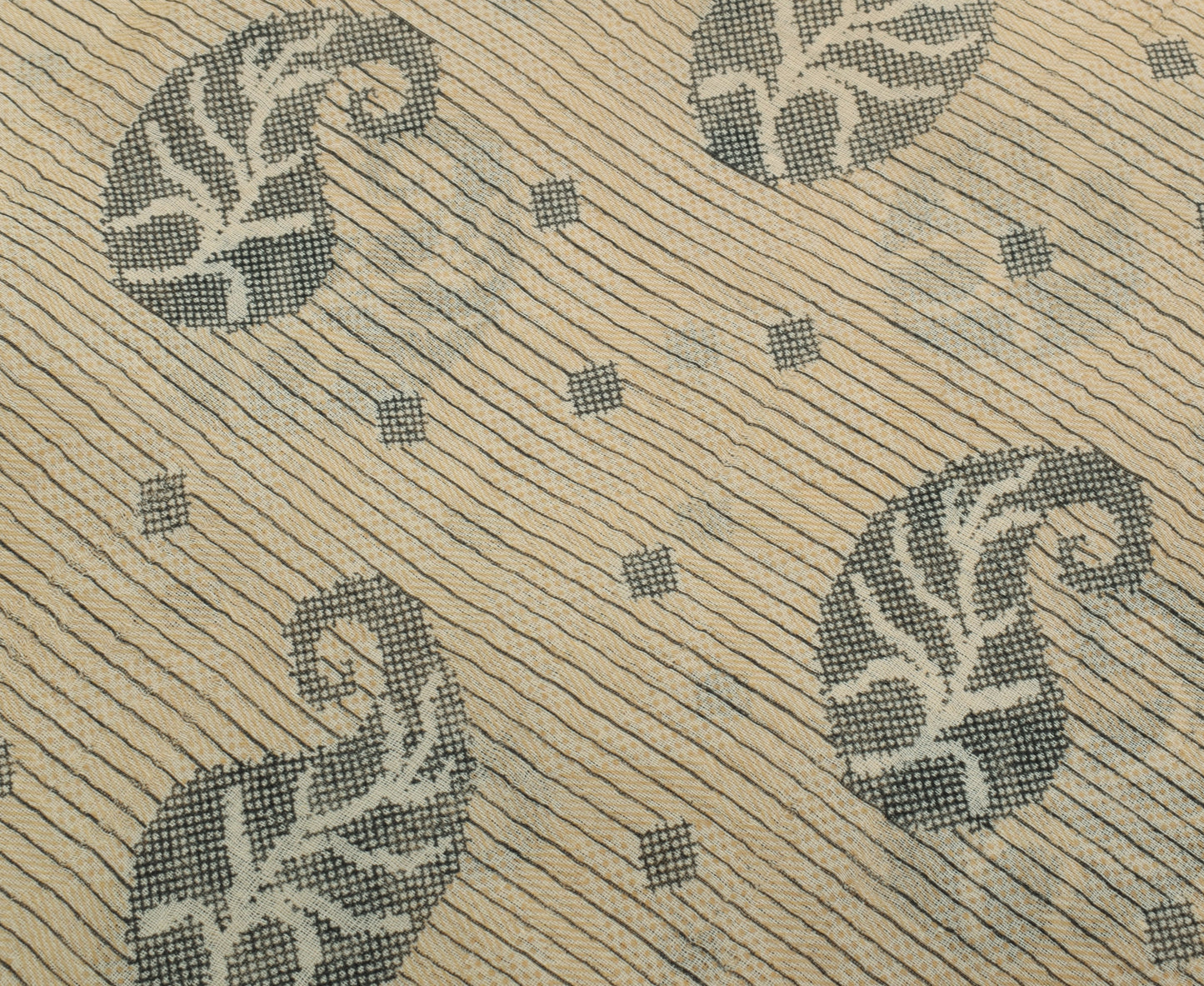 Sushila Vintage Brown Saree 100% Pure Cotton Printed Paisley 5 Yard Craft Fabric