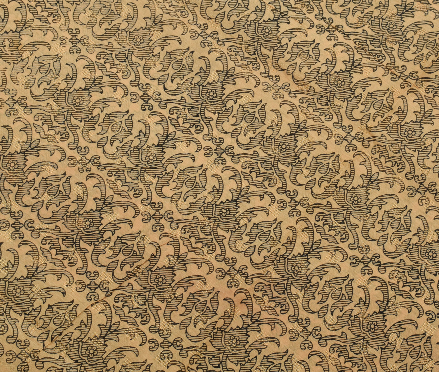 Sushila Vintage Light Brown Saree 100% Pure Cotton Printed Floral Craft Fabric