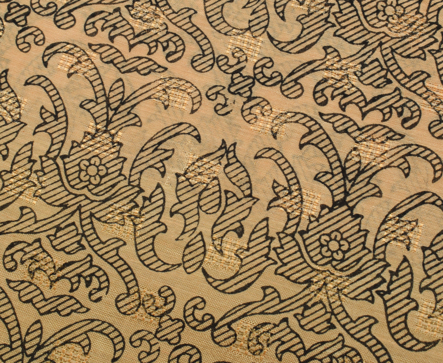 Sushila Vintage Light Brown Saree 100% Pure Cotton Printed Floral Craft Fabric