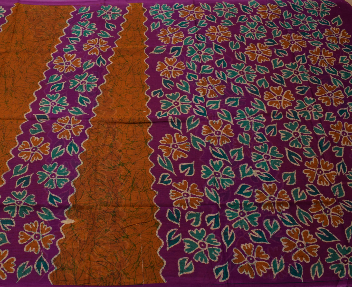 Sushila Vintage Indian Saree 100% Pure Cotton Printed Floral Soft Craft Fabric