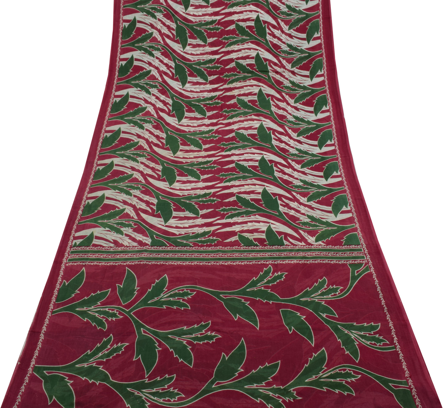 Sushila Vintage Indian Saree 100% Pure Cotton Printed Floral Soft Craft Fabric