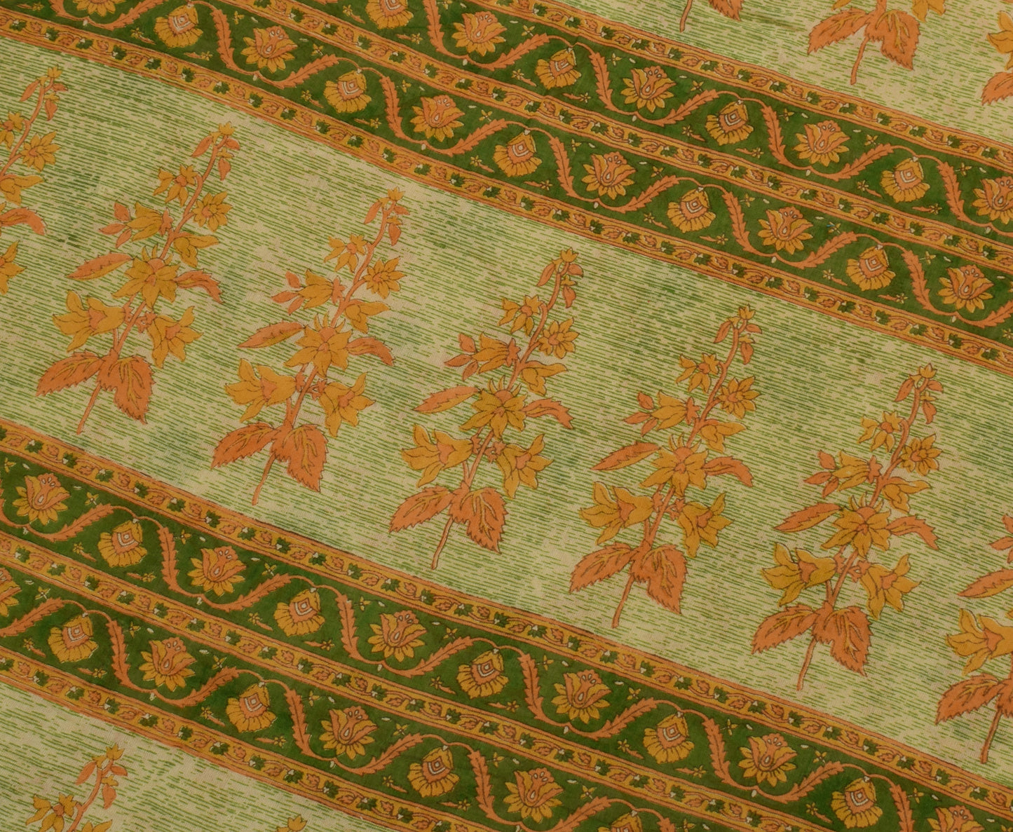 Sushila Vintage Light Brown Saree Pure Cotton Printed Floral Soft Craft Fabric