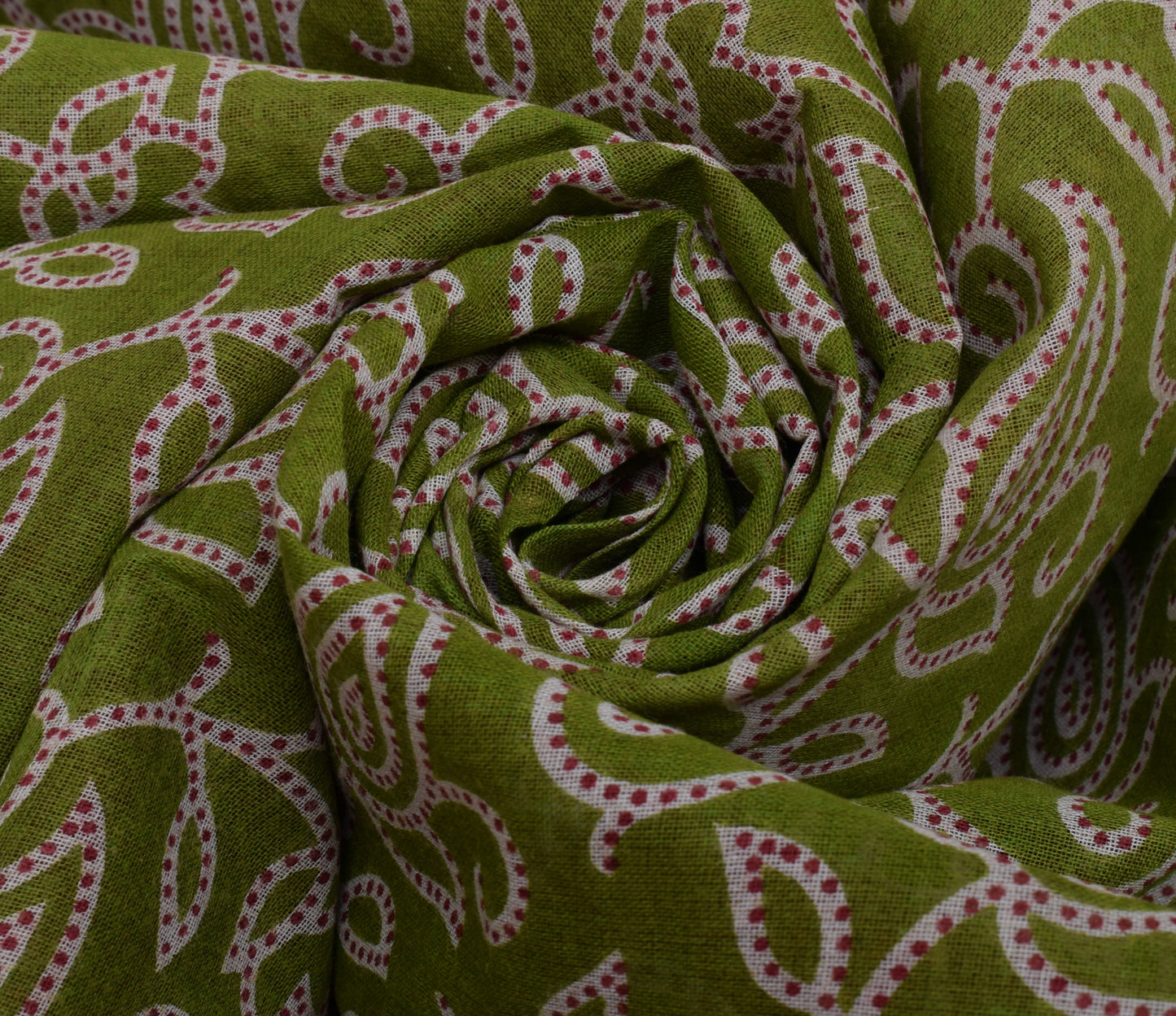 Sushila Vintage Green Saree 100% Pure Cotton Printed Paisley 5 YD Craft Fabric