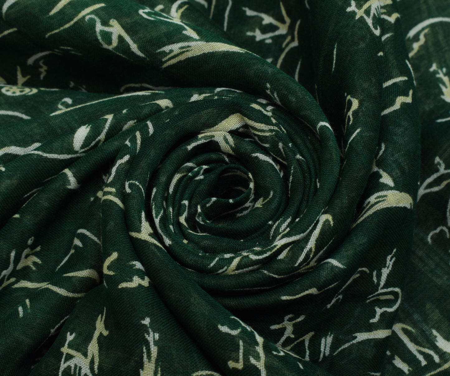 Sushila Vintage Green Indian Saree 100% Pure Cotton Printed Soft Craft Fabric