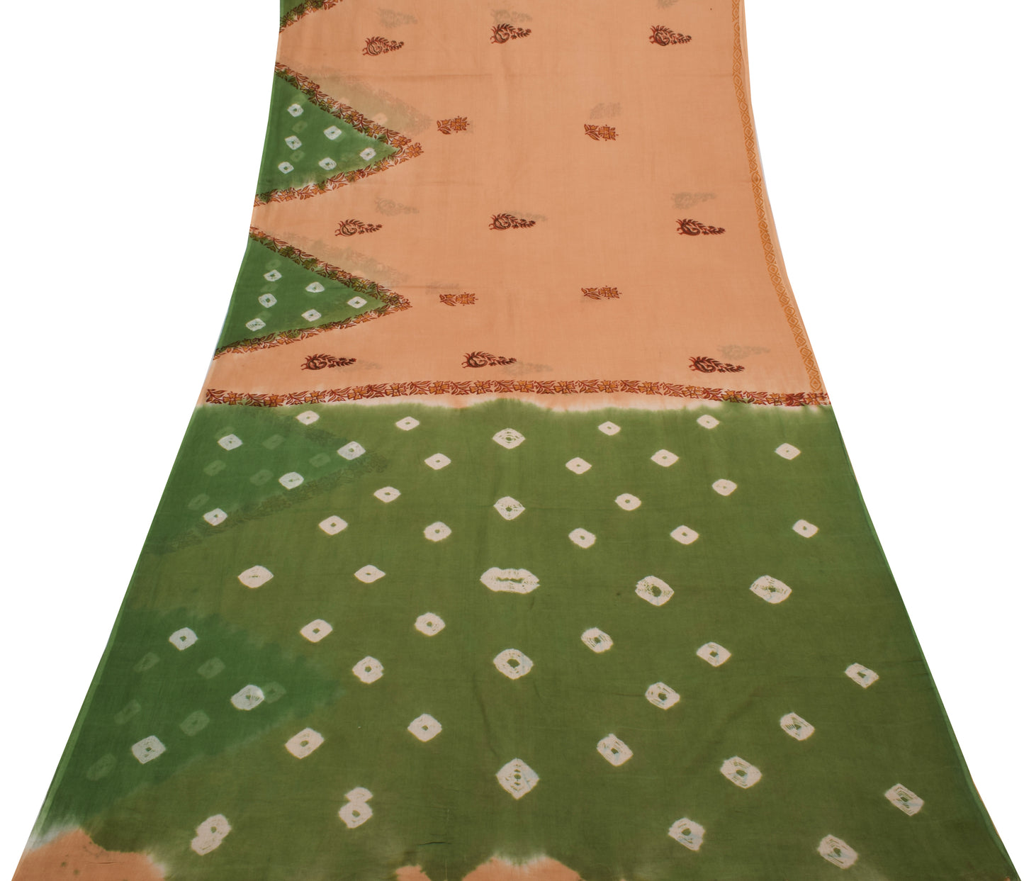 Sushila Vintage Indian Saree Pure Cotton Printed Peacock Soft Craft Sari Fabric
