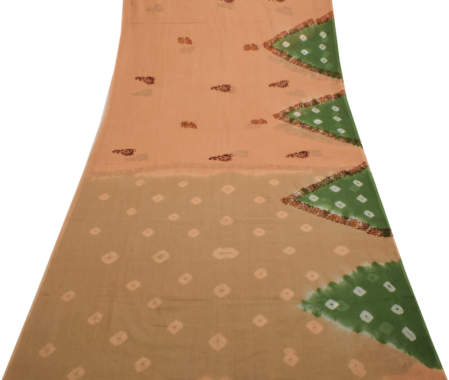Sushila Vintage Indian Saree Pure Cotton Printed Peacock Soft Craft Sari Fabric