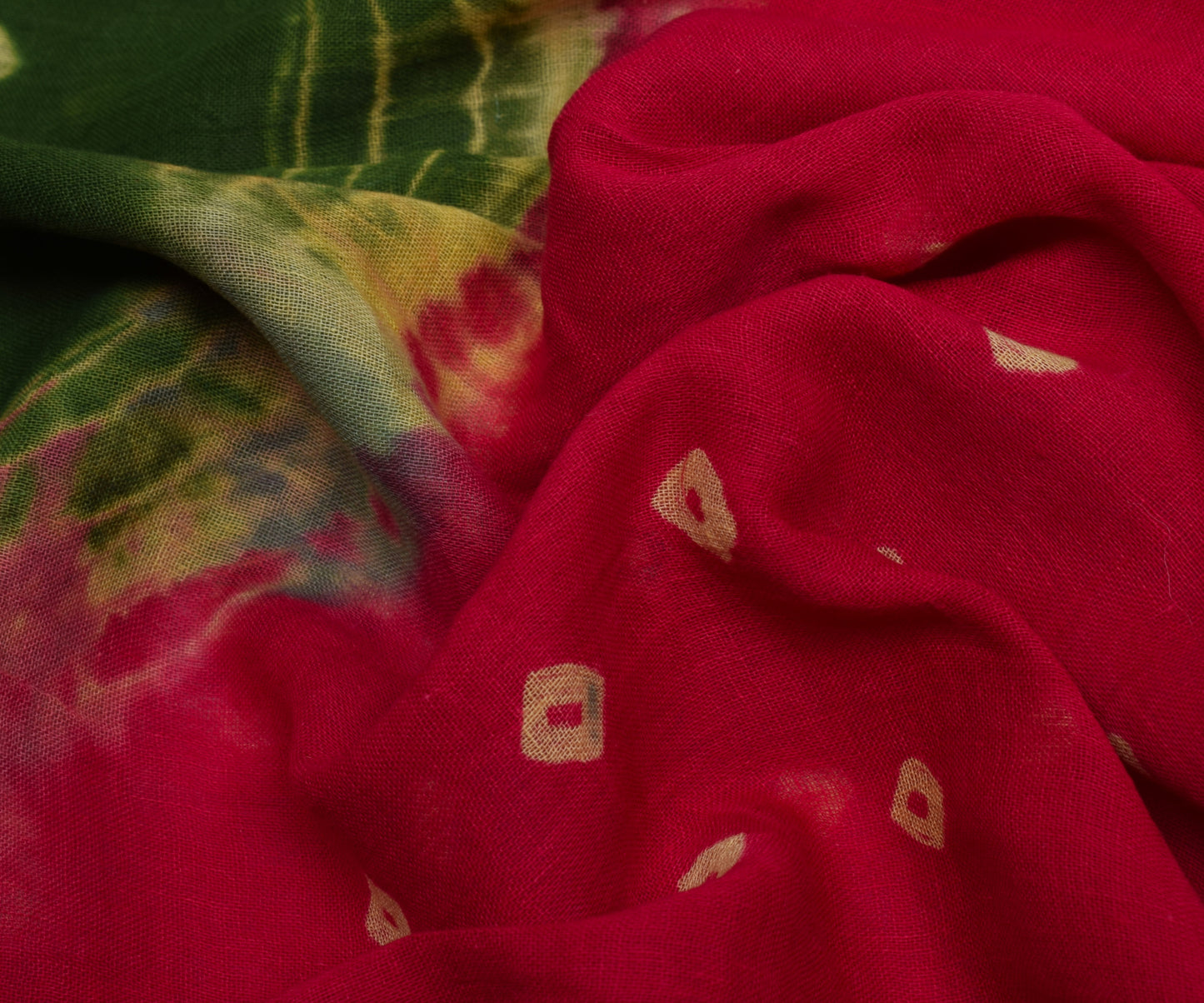Sushila Vintage Indian Saree 100% Pure Cotton Bandhani Printed Soft Craft Fabric