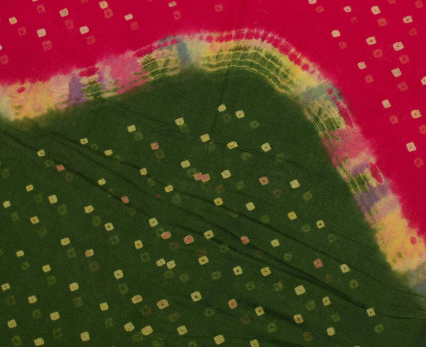 Sushila Vintage Indian Saree 100% Pure Cotton Bandhani Printed Soft Craft Fabric
