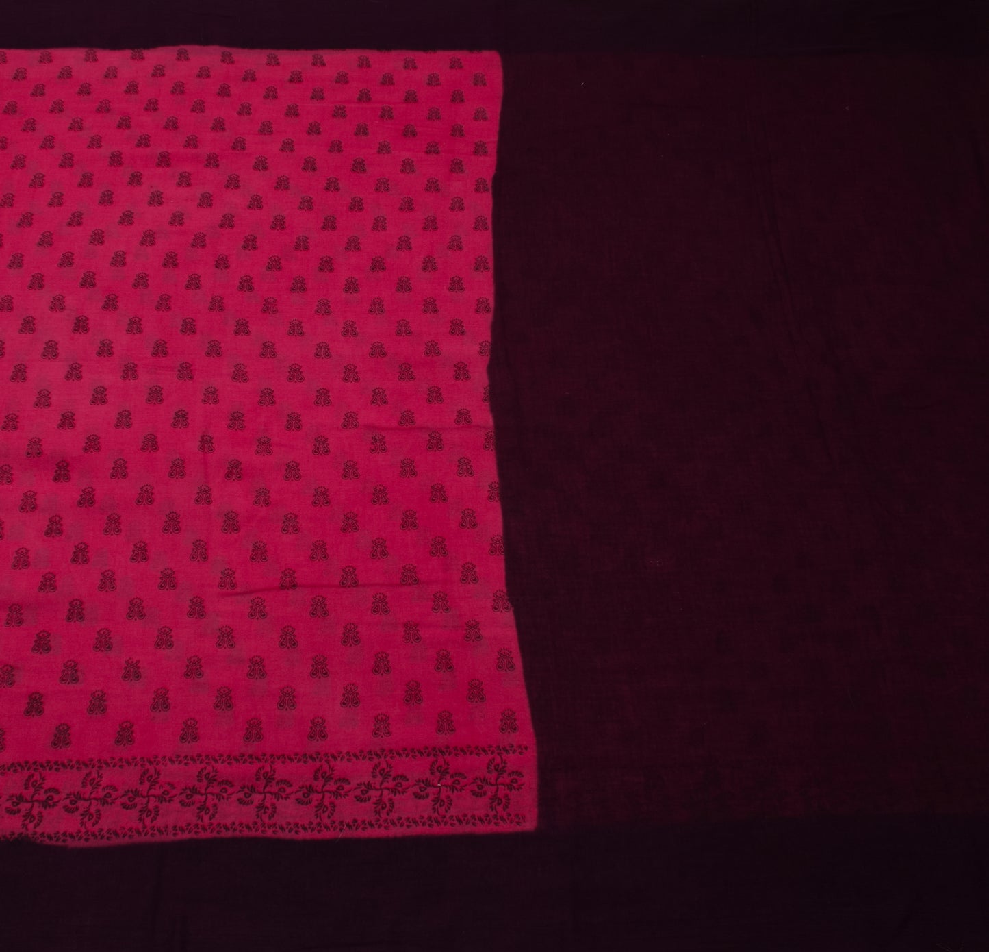 Sushila Vintage Dark Pink Saree Pure Cotton Printed Floral Soft Craft Fabric