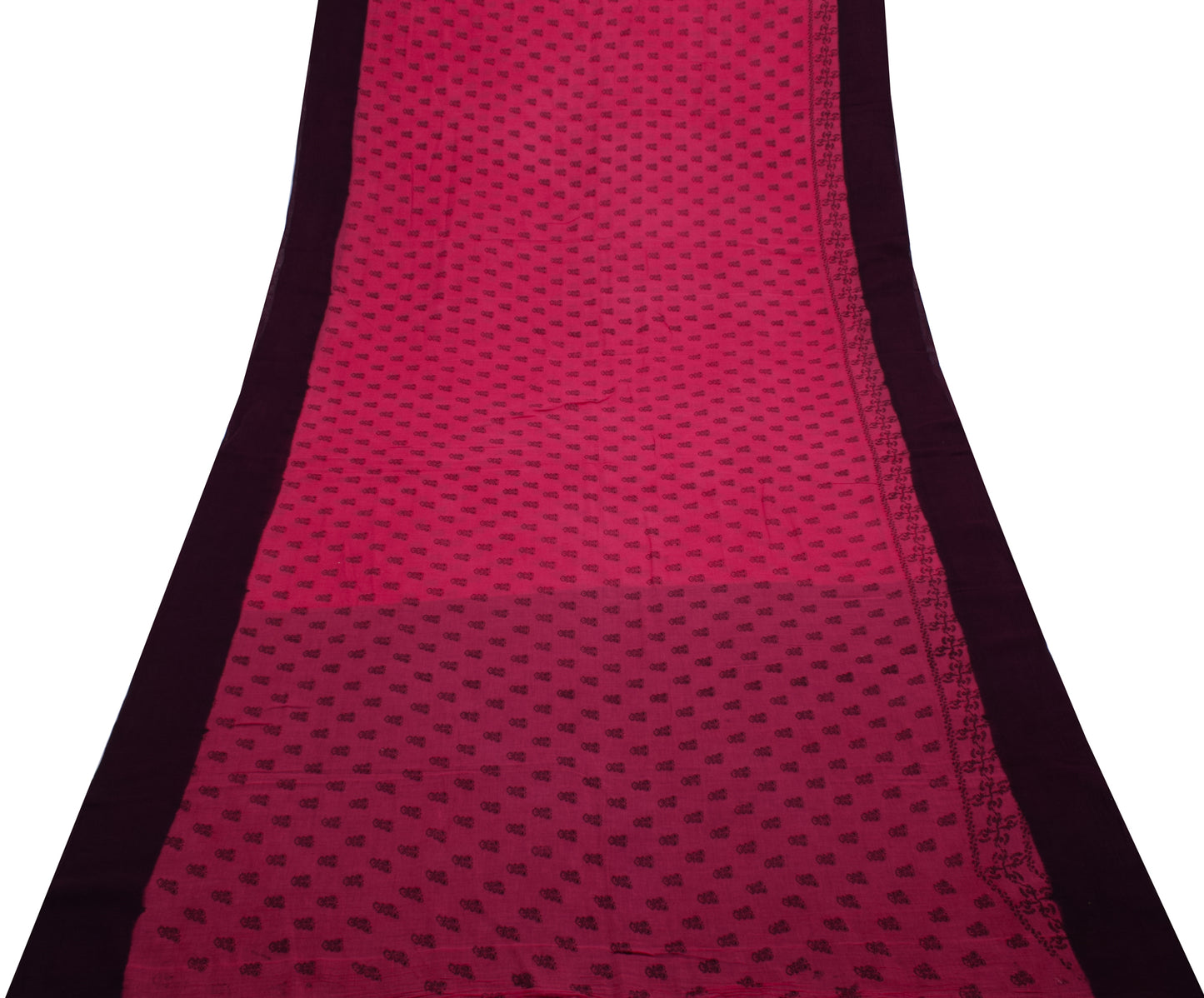 Sushila Vintage Dark Pink Saree Pure Cotton Printed Floral Soft Craft Fabric