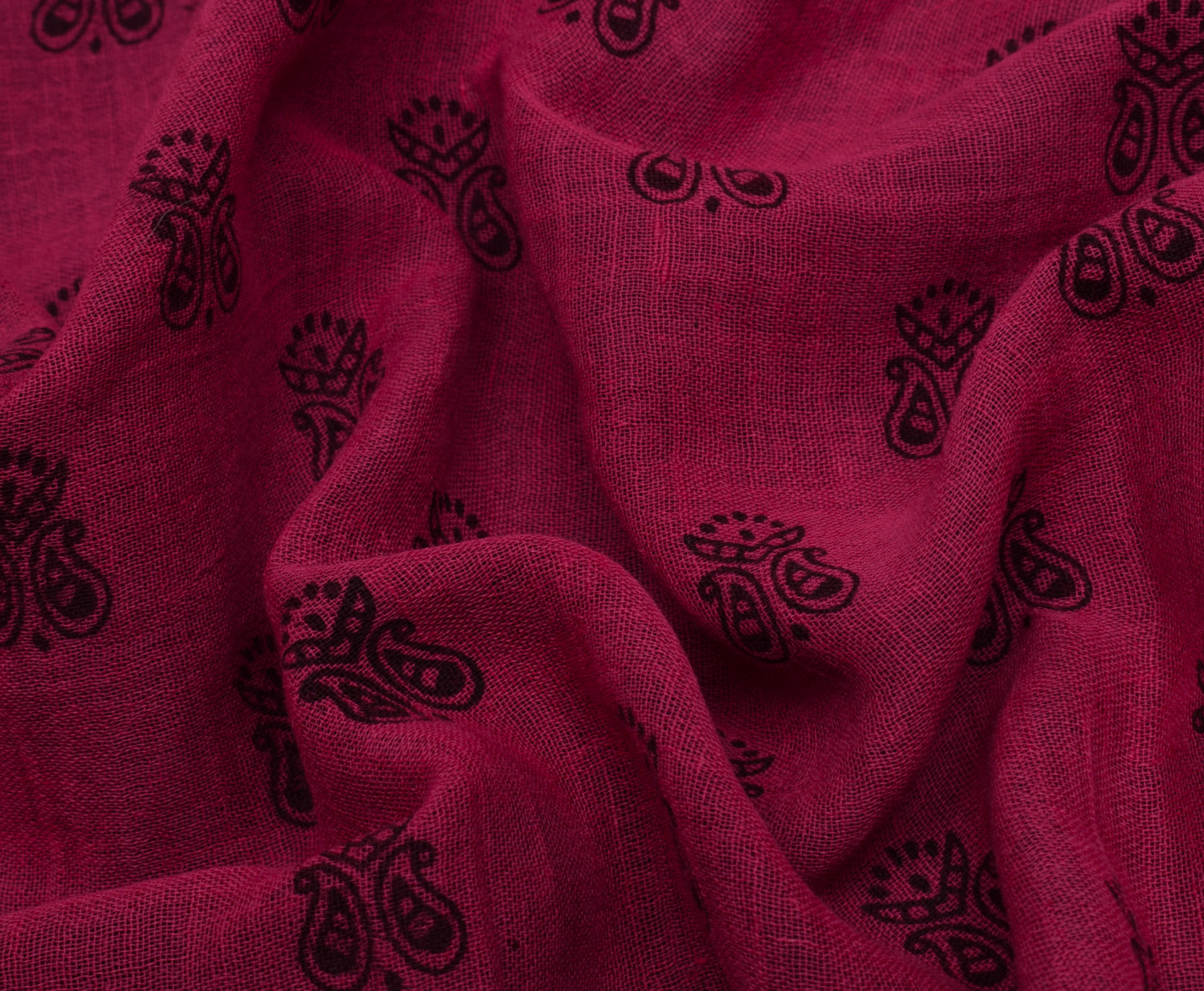 Sushila Vintage Dark Pink Saree Pure Cotton Printed Floral Soft Craft Fabric