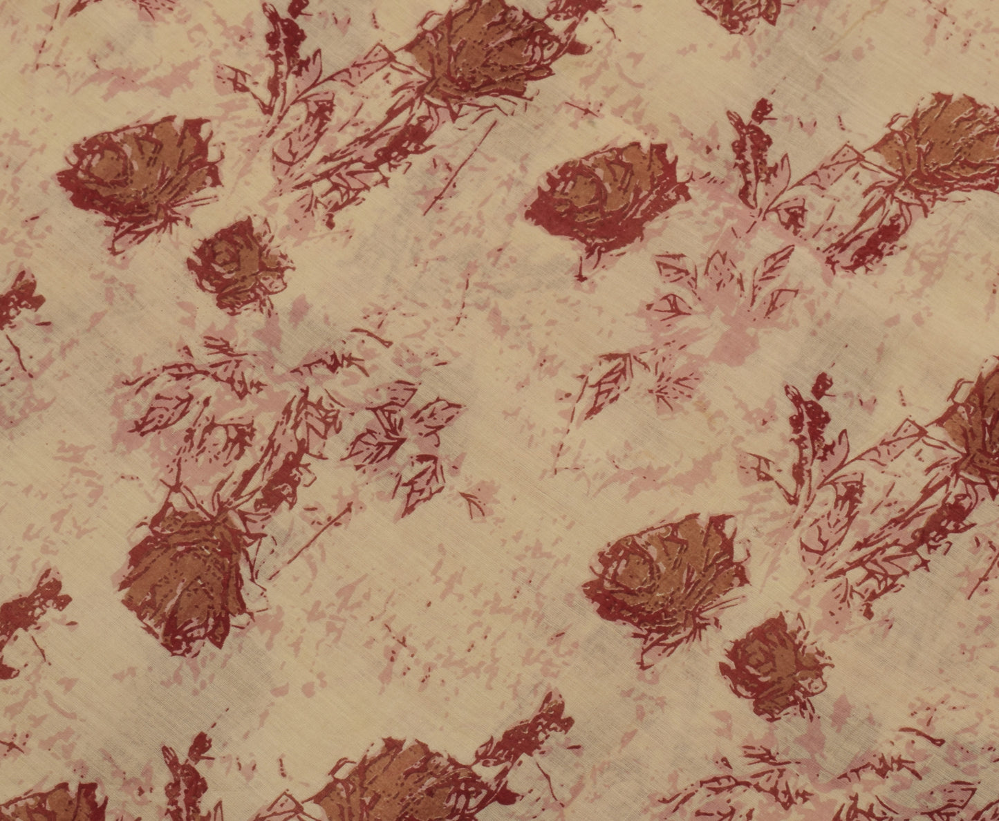 Sushila Vintage Cream Saree 100% Pure Cotton Printed Floral Soft Craft Fabric