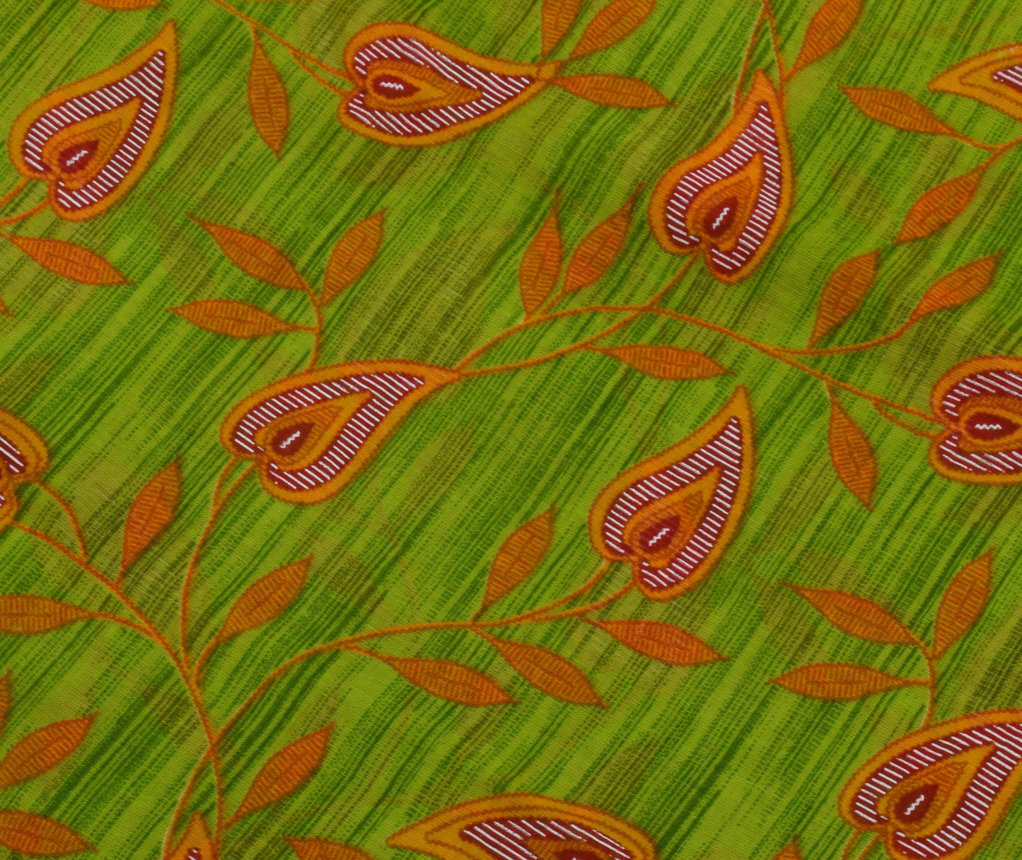 Sushila Vintage Green Saree 100% Pure Cotton Printed Floral Soft Craft Fabric