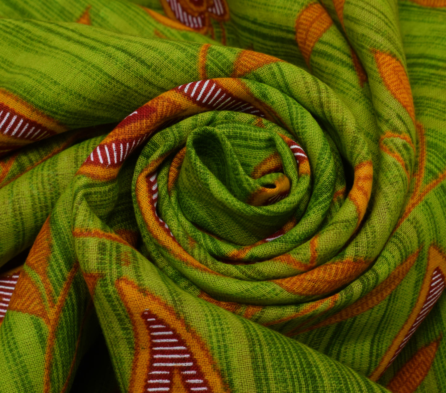 Sushila Vintage Green Saree 100% Pure Cotton Printed Floral Soft Craft Fabric