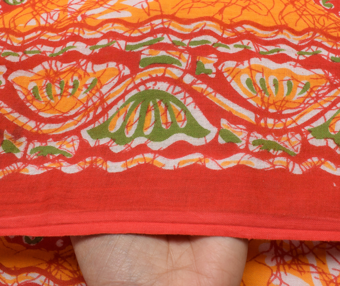 Sushila Vintage Orange Saree 100% Pure Cotton Printed Floral Soft Craft Fabric