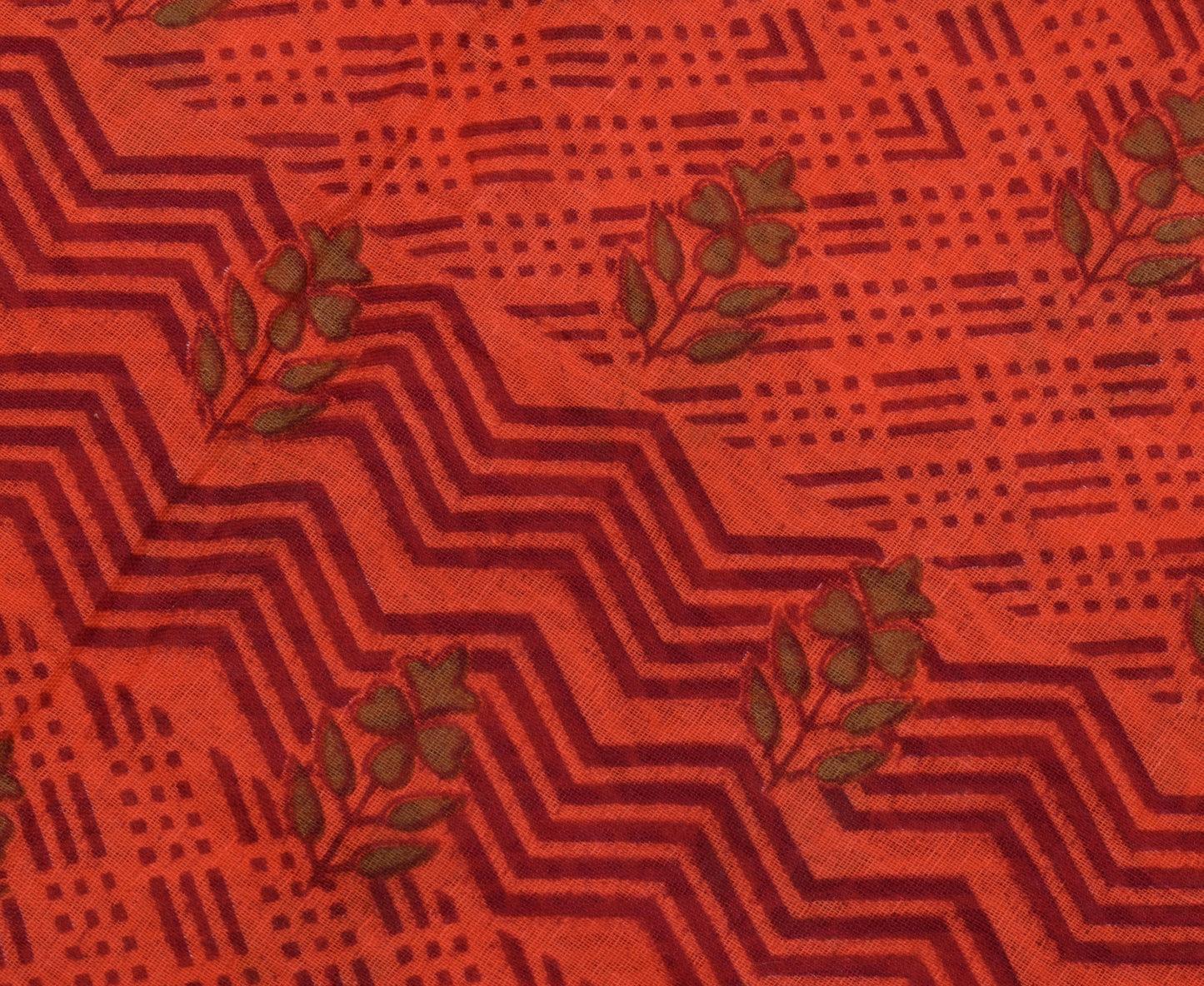 Sushila Vintage Peach Saree 100% Pure Cotton Printed Floral Soft Craft Fabric