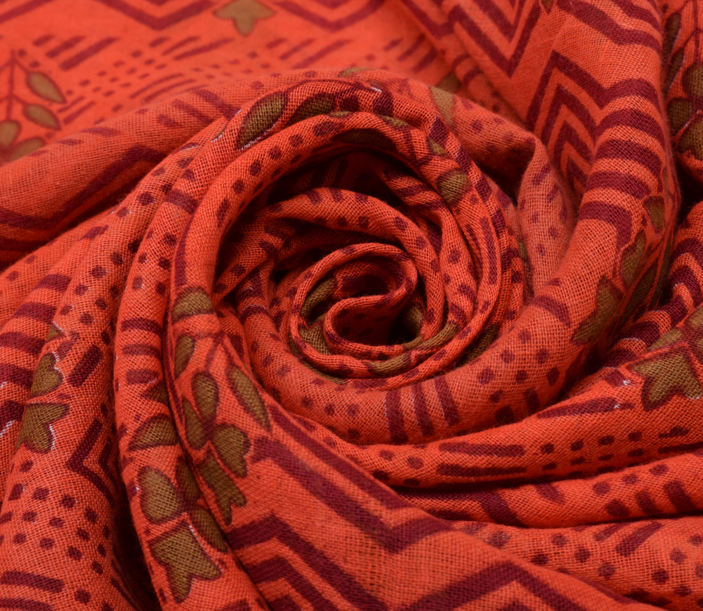 Sushila Vintage Peach Saree 100% Pure Cotton Printed Floral Soft Craft Fabric