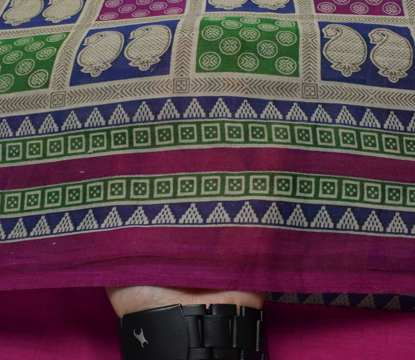 Sushila Vintage Indian Saree 100% Pure Cotton Printed Pailsey Soft Craft Fabric