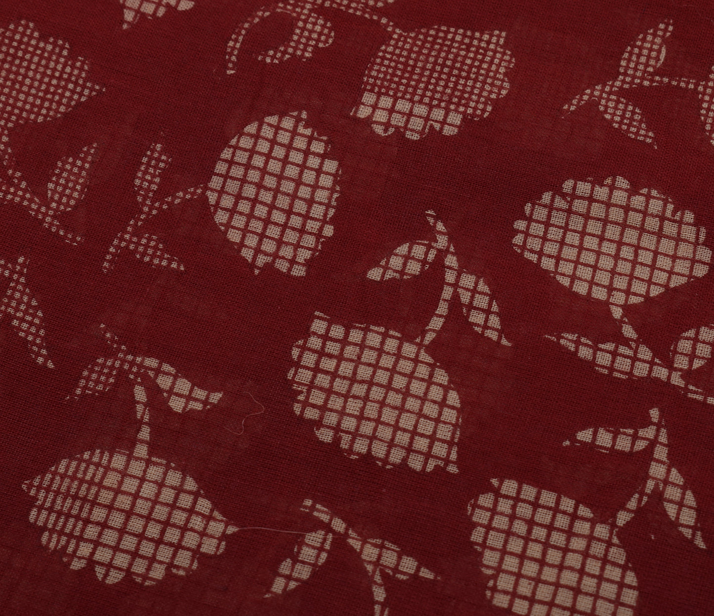 Sushila Vintage Maroon Saree 100% Pure Cotton Printed Floral Soft Craft Fabric