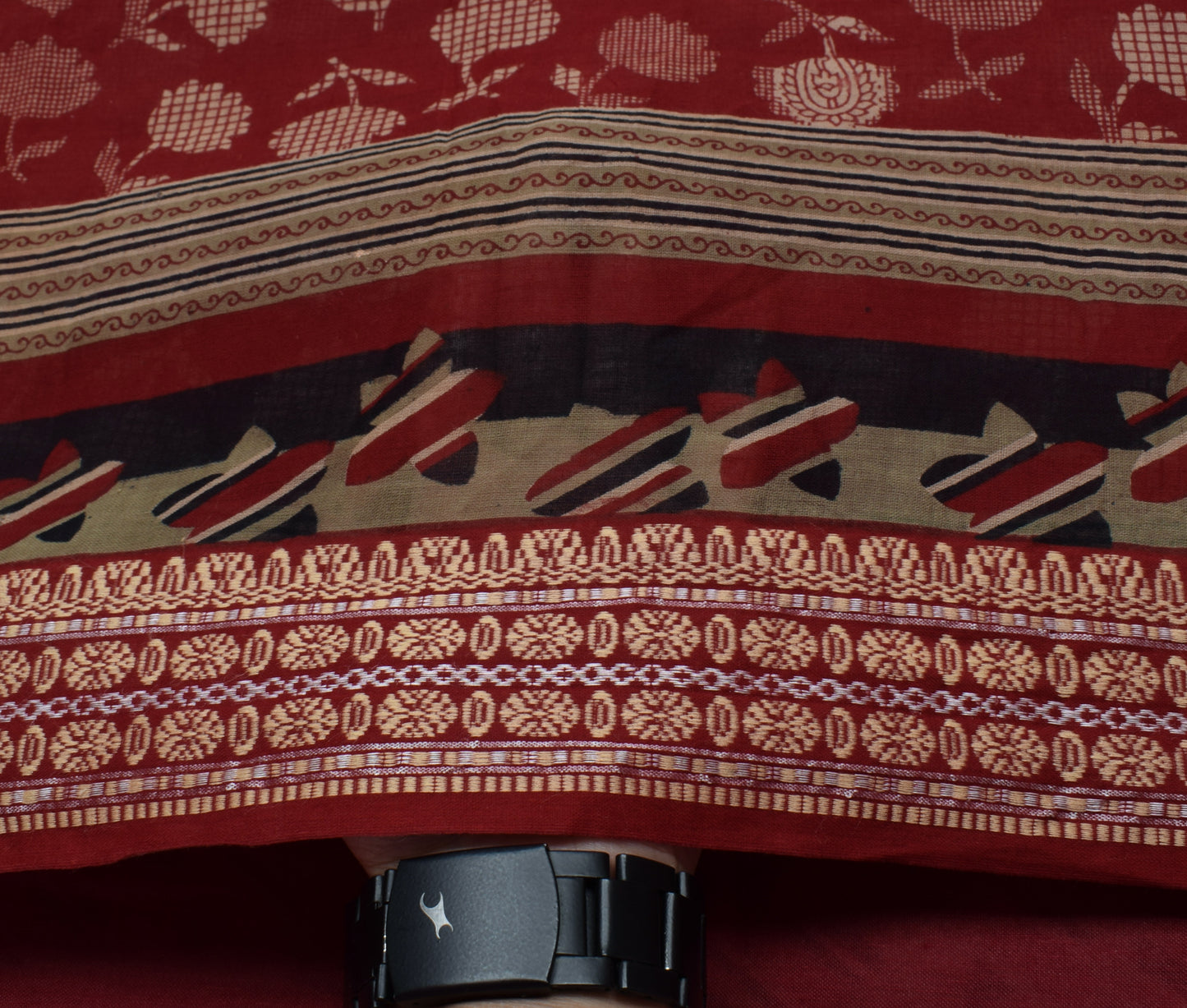 Sushila Vintage Maroon Saree 100% Pure Cotton Printed Floral Soft Craft Fabric
