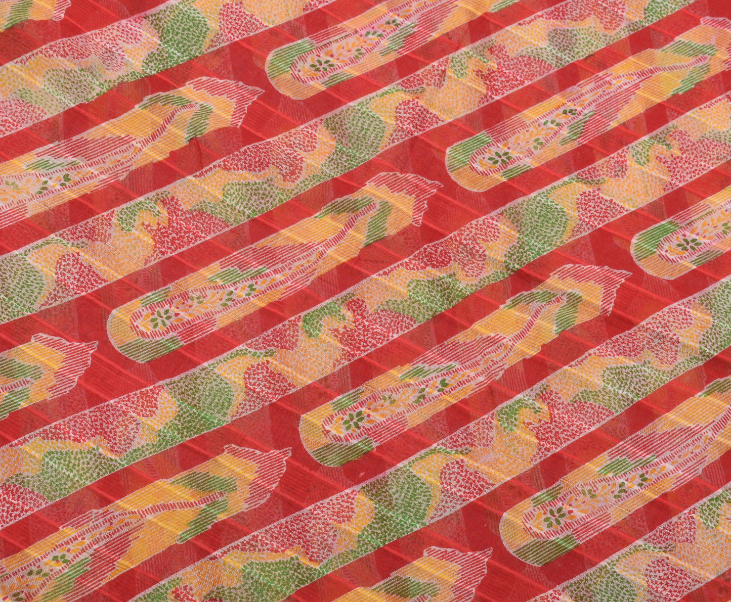 Sushila Vintage Red Indian Saree 100% Pure Cotton Printed 5 Yard Craft Fabric