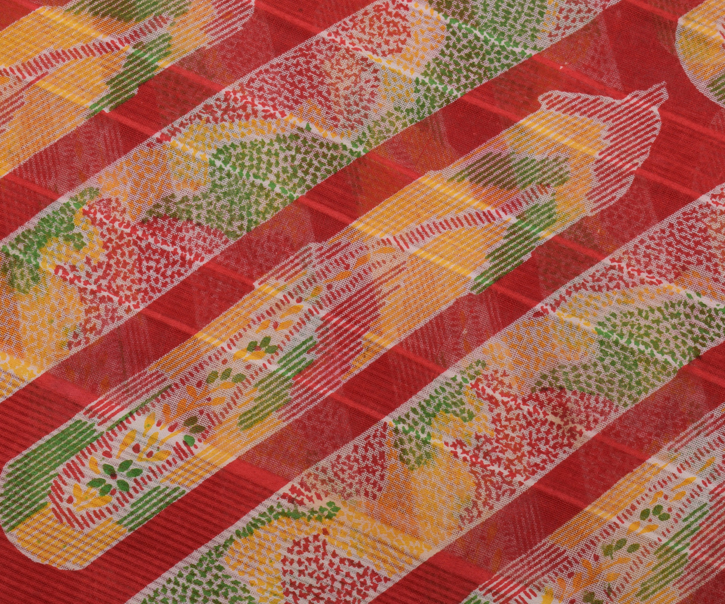 Sushila Vintage Red Indian Saree 100% Pure Cotton Printed 5 Yard Craft Fabric