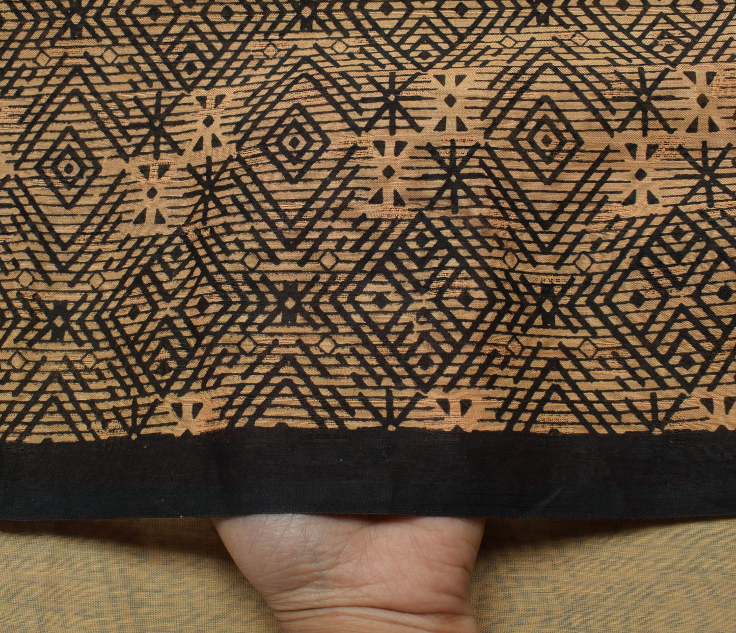 Sushila Vintage Cream Indian Saree 100% Pure Cotton Printed 5 Yard Craft Fabric