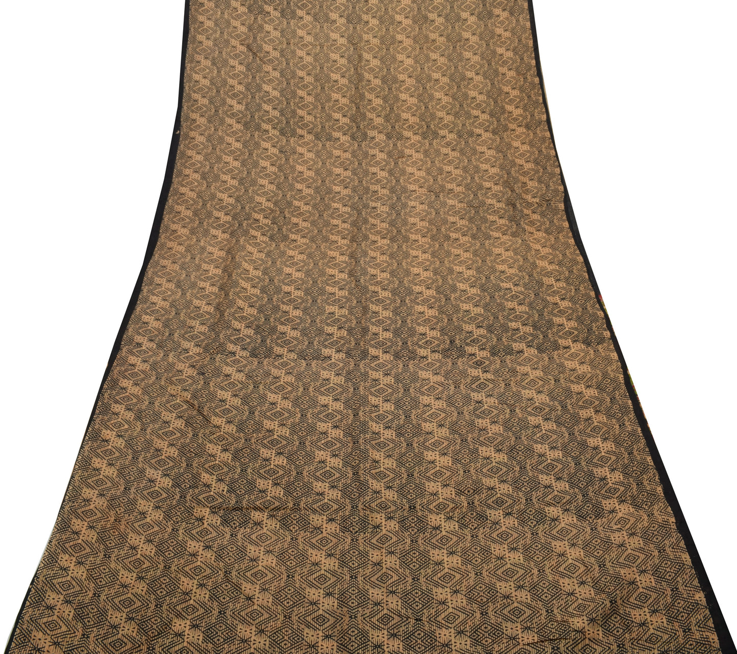 Sushila Vintage Cream Indian Saree 100% Pure Cotton Printed 5 Yard Craft Fabric