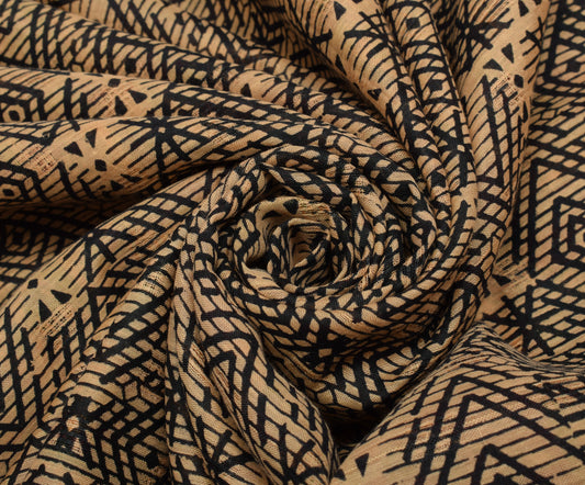 Sushila Vintage Cream Indian Saree 100% Pure Cotton Printed 5 Yard Craft Fabric