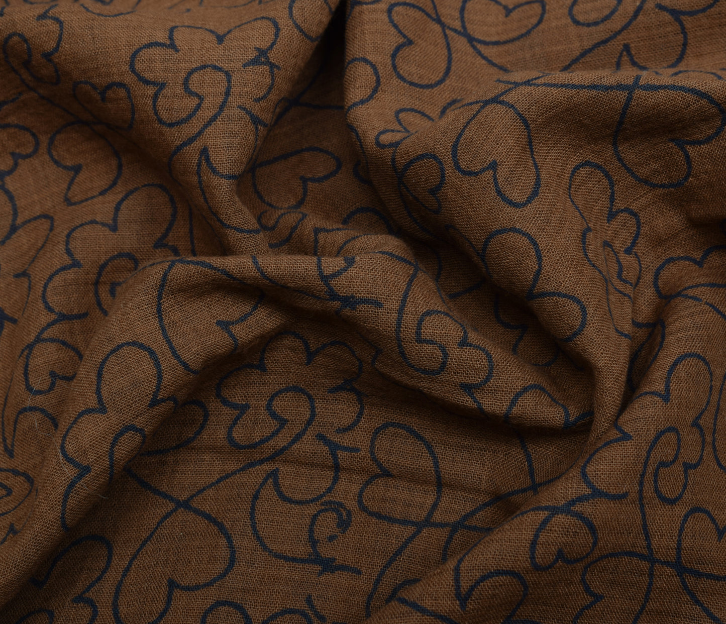 Sushila Vintage Brown Saree 100% Pure Cotton Printed Floral Soft Craft Fabric
