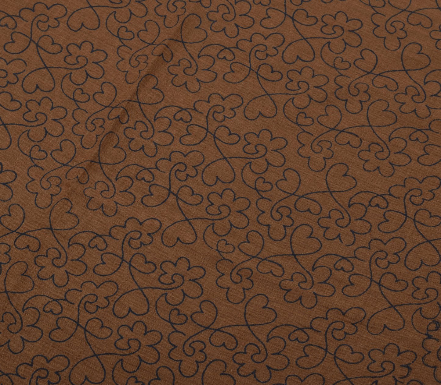 Sushila Vintage Brown Saree 100% Pure Cotton Printed Floral Soft Craft Fabric