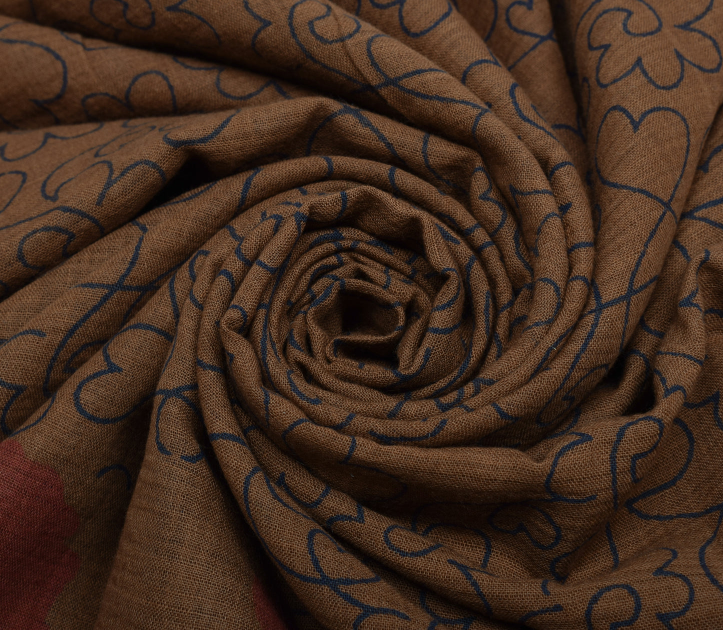 Sushila Vintage Brown Saree 100% Pure Cotton Printed Floral Soft Craft Fabric
