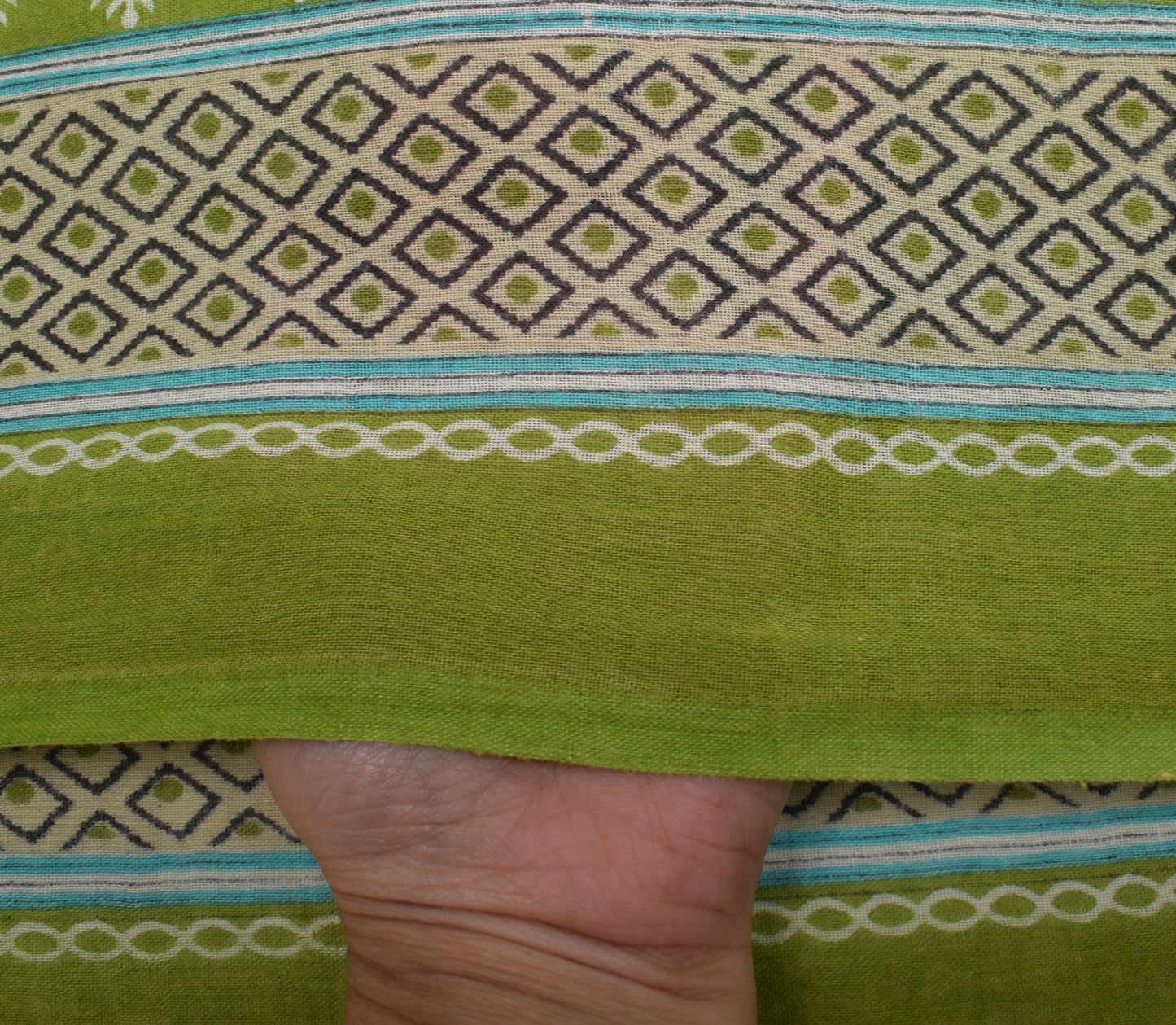 Sushila Vintage Green Saree 100% Pure Cotton Printed Floral Soft Craft Fabric