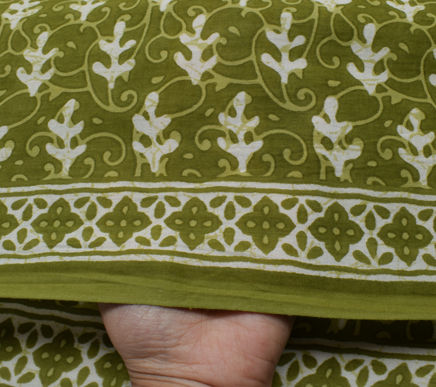 Sushila Vintage Green Saree 100% Pure Cotton Printed Floral Soft Craft Fabric