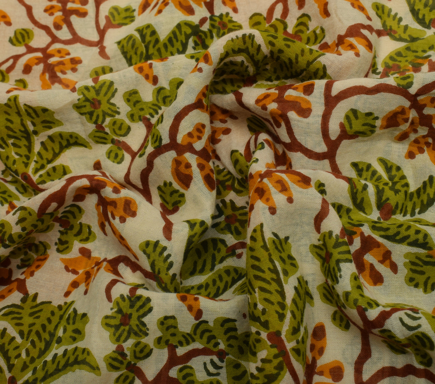 Sushila Vintage Cream Saree 100% Pure Cotton Printed Floral Soft Craft Fabric
