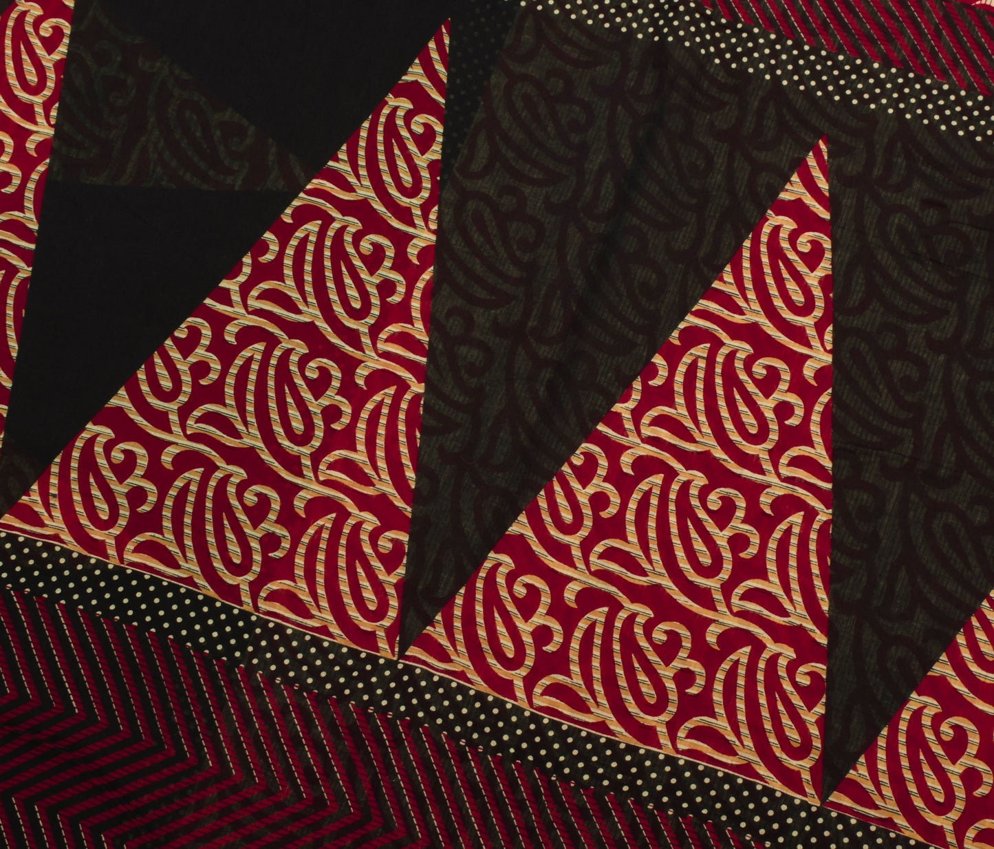 Sushila Vintage Cream Saree 100% Pure Cotton Printed Paisley Soft Craft Fabric