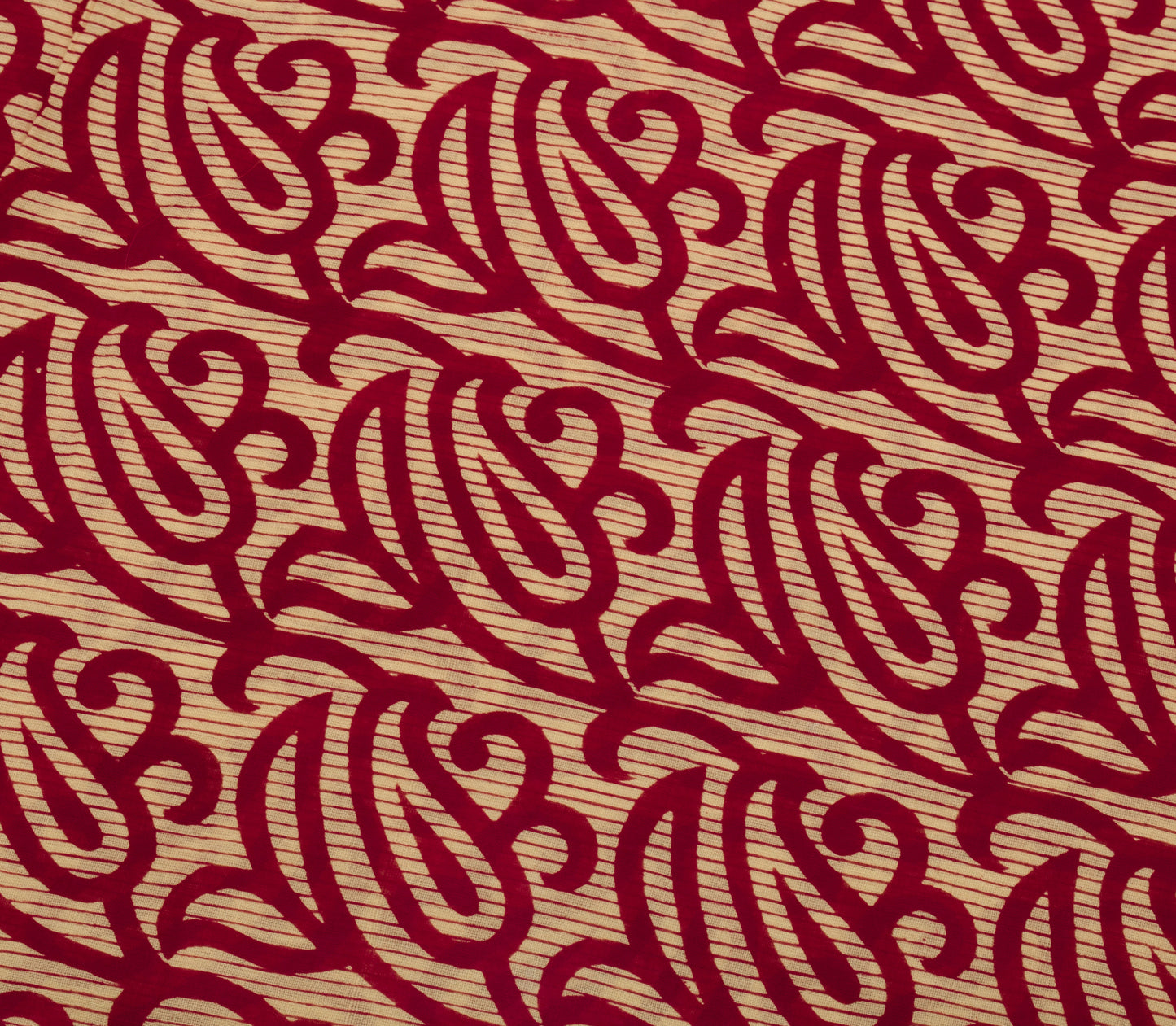 Sushila Vintage Cream Saree 100% Pure Cotton Printed Paisley Soft Craft Fabric